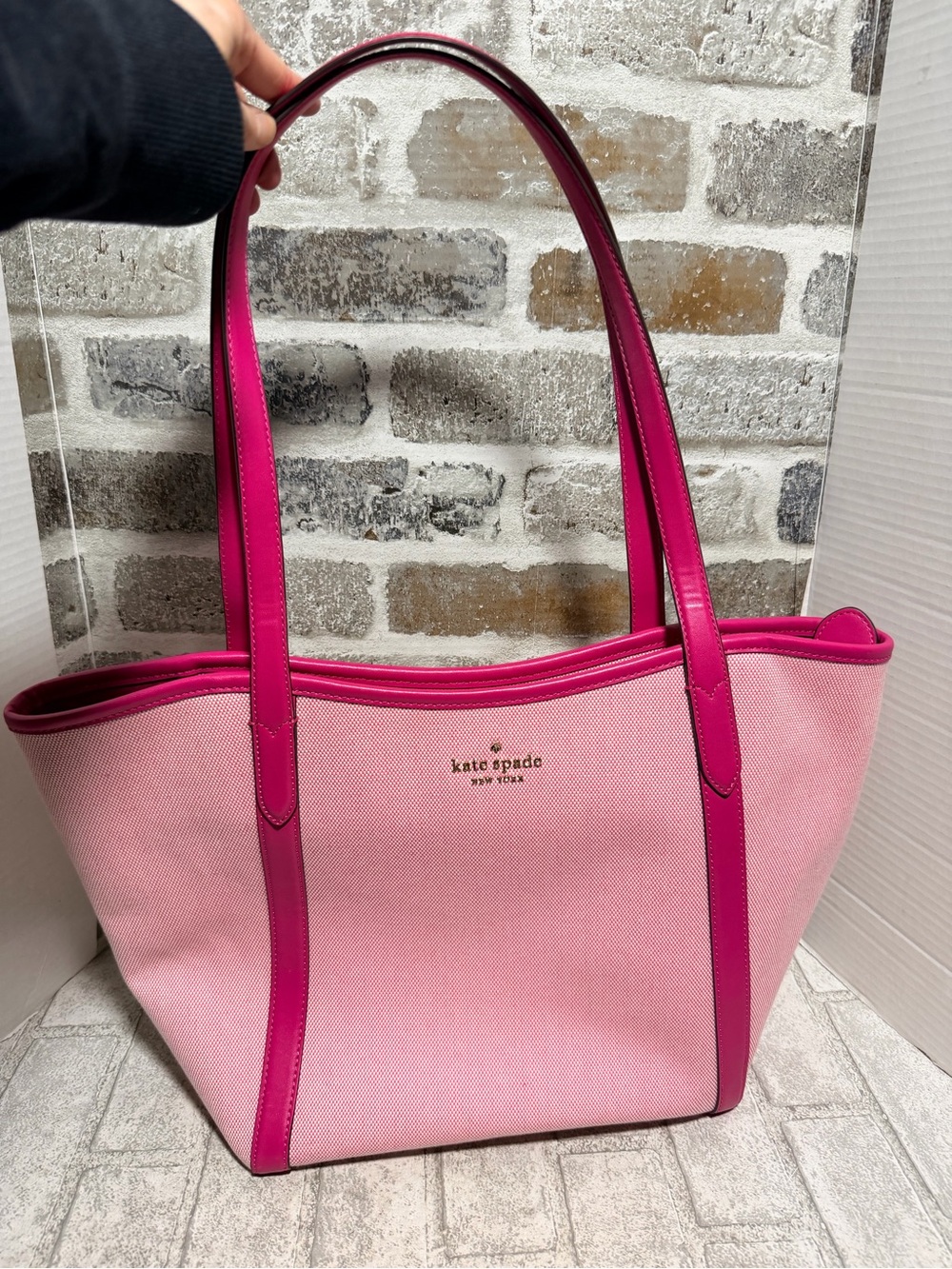 Kate Spade Slide Large Tote Bikini Pink Canvas Leather Trim